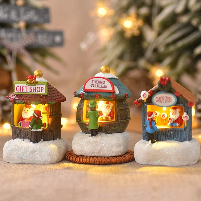 Christmas House Miniature Ornaments Battery Operated Light Up Village  Houses Collectible Mini Light Up Resin House Party Favors - AliExpress