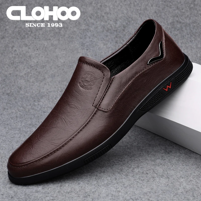 CLOHOO brand special edition two layer cowhide rubber sole handmade business casual leather shoes men