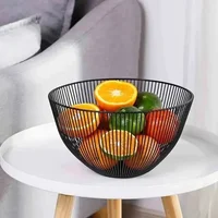 Household Tools Storage Basket Black Table Decor Metal Candy Dish Kitchen Fruit Bowl Food Baskets Iron Vegetable Home Holder 3
