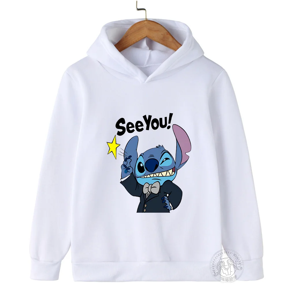 

Children's spring outing Disney Stitch children's hoodie 3-14 years old street fashion boys and girls pullover outdoor sports