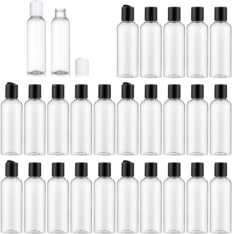 5PCS 30ml 50ml 60ml 100ml Clear Plastic Empty Bottles Disc Top Caps Travel Refillable Containers Shampoo Lotions Cream perfume refill bottle refillable lotion bottle