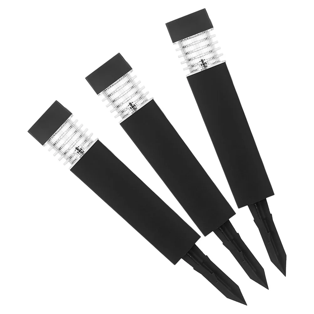 

3 Pcs Solar Lawn Light Garden Lights Outdoor Decor Square Lamp Walkway Pvc Decking Decoration Courtyard Stake