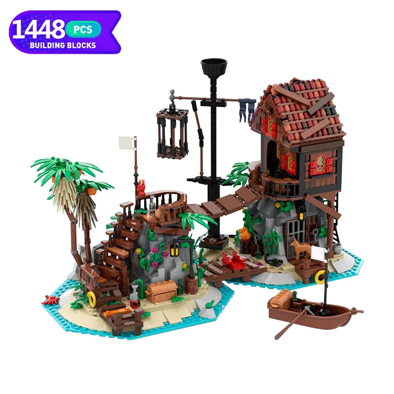 Moc Extruded Islands House Building Block Assemblare Modello Moc-136368 Pirated Series 6270 Vintage Building Brick Toy Regalo Per Bambini