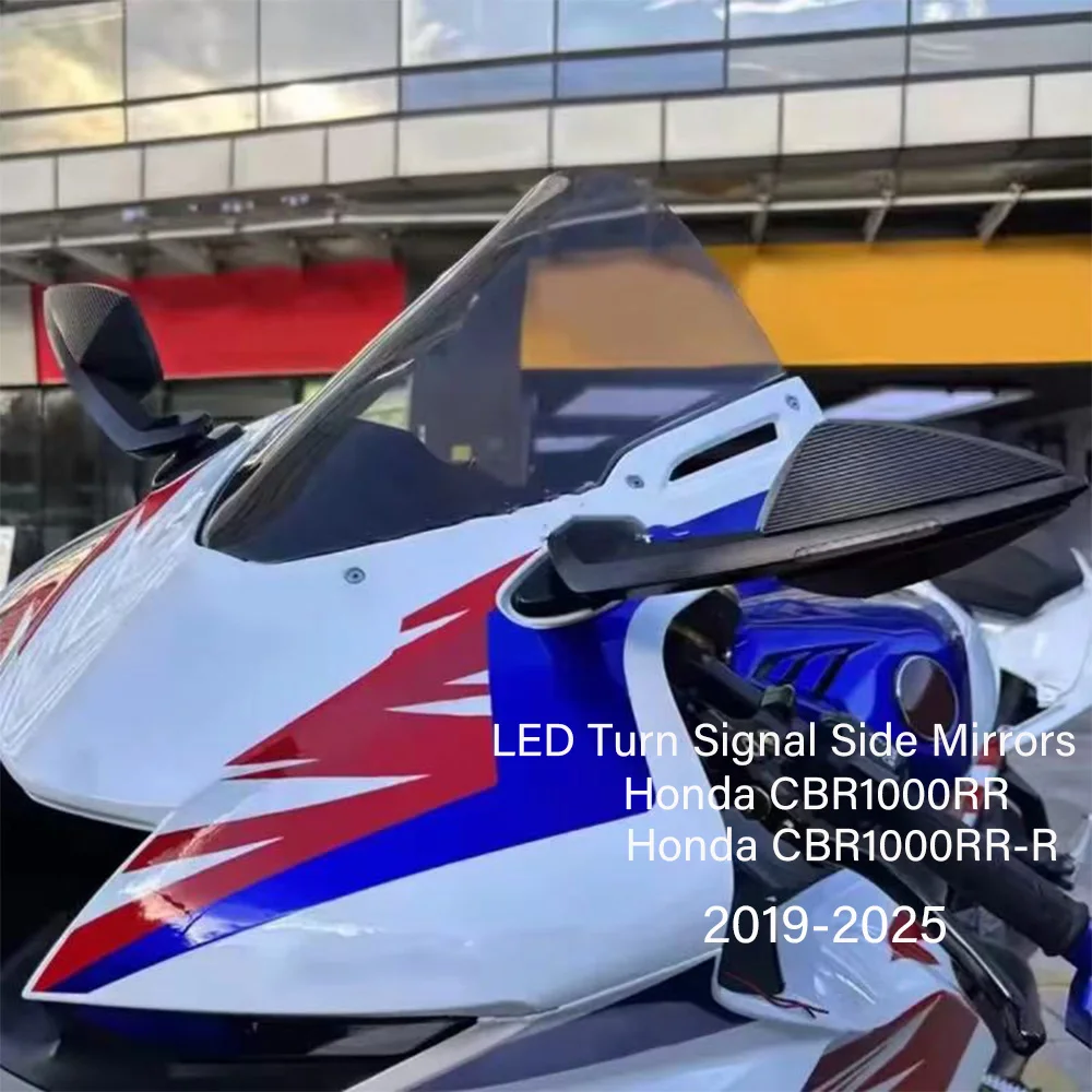 혼다 CBR1000RR CBR1000RR-R CBR 1000 RR-R 2019-2025용 CBR1000RR 2025 오토바이 후방 LED 방향지시등 사이드 미러 블랙