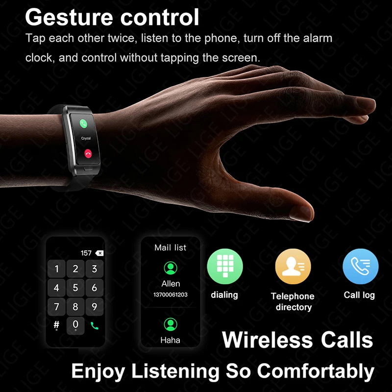 LIGE Sports Smart Watch with Earbuds Answer Make Calls 2 in 1 Bluetooth Music Watch GPS Track Fitness Smart Band for Women Men