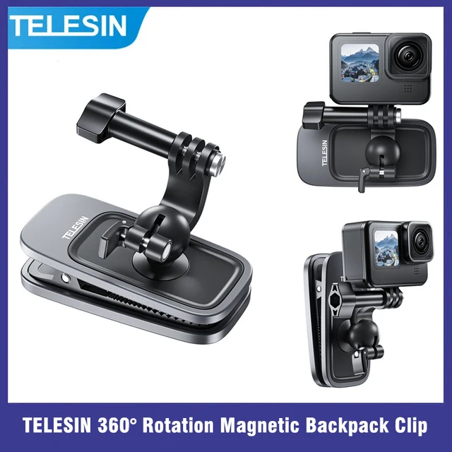 TELESIN-Pince de fixation magnétique pour sac à dos, rotation à