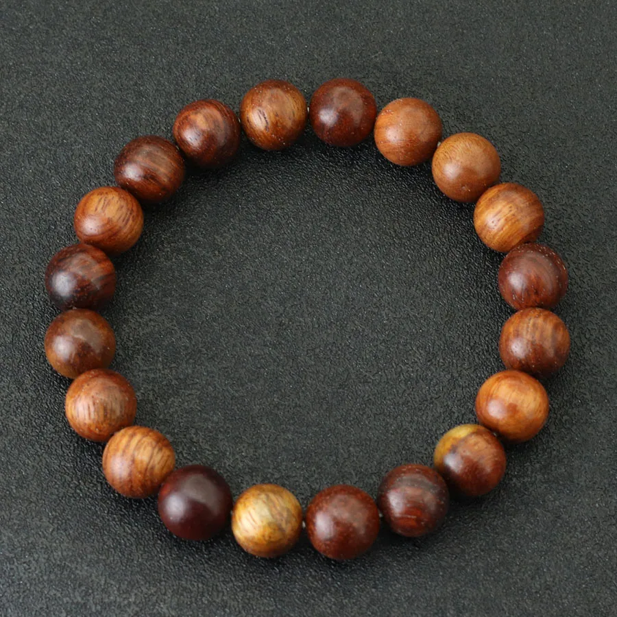 Natural Wooden Wenge Beads Mens Bracelet for Meditation Yoga