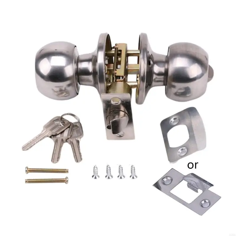 A0KE Round Door Knobset Handle Lock With for Key Bedrooms Living Rooms Knob Handle