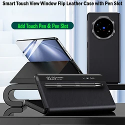 Enhanced Smart Touch Flip Leather Cover with View Window and Pen Slot for Vivo X Fold5 (Black)