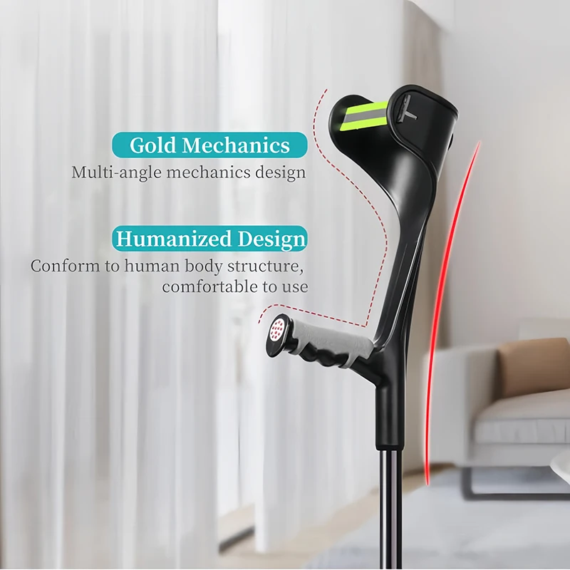 Forearm Crutches for Adults Foldable Elblow Crutch Adjustable Height with Anti-Drop Cuff Forearm Crutches for Walking 2