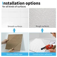 แผ่นผนังลายไม้เทียม 3 มิติ ขนาด 30x30 ซม. จำนวน 10 ชิ้น สำหรับตกแต่งผนังภายใน ลายไม้โอ๊ค แผ่นตกแต่งผนัง 3 มิติ สติ๊กเกอร์ติดผนัง 6