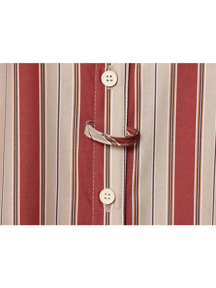Women Vintage Striped Shirts Long Sleeve Designed Autumn Loose Button Up Lapel Blouse 2025 Fashion Female Leisure Tops New