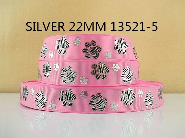 5 Yards 7/8"(22mm) Footprint Printed Polyester Ribbon DIY Handmade Materials, Wedding Gift Wrap,5Yc1667