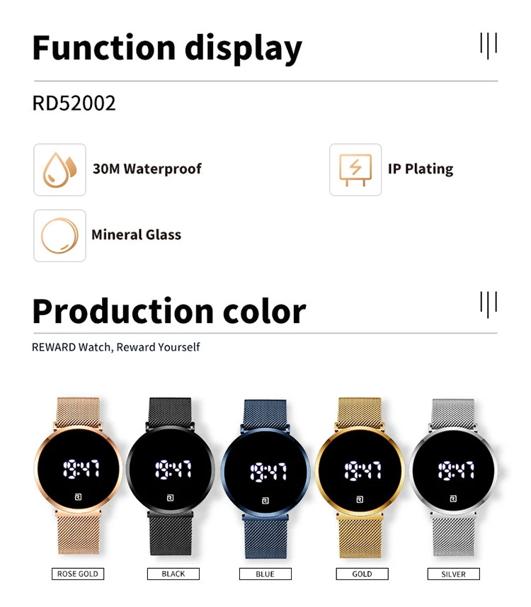 REWARD Digital Watches for Men Fashion Business Wrist Watches Women Luxury Touch Screen Wristwatch
