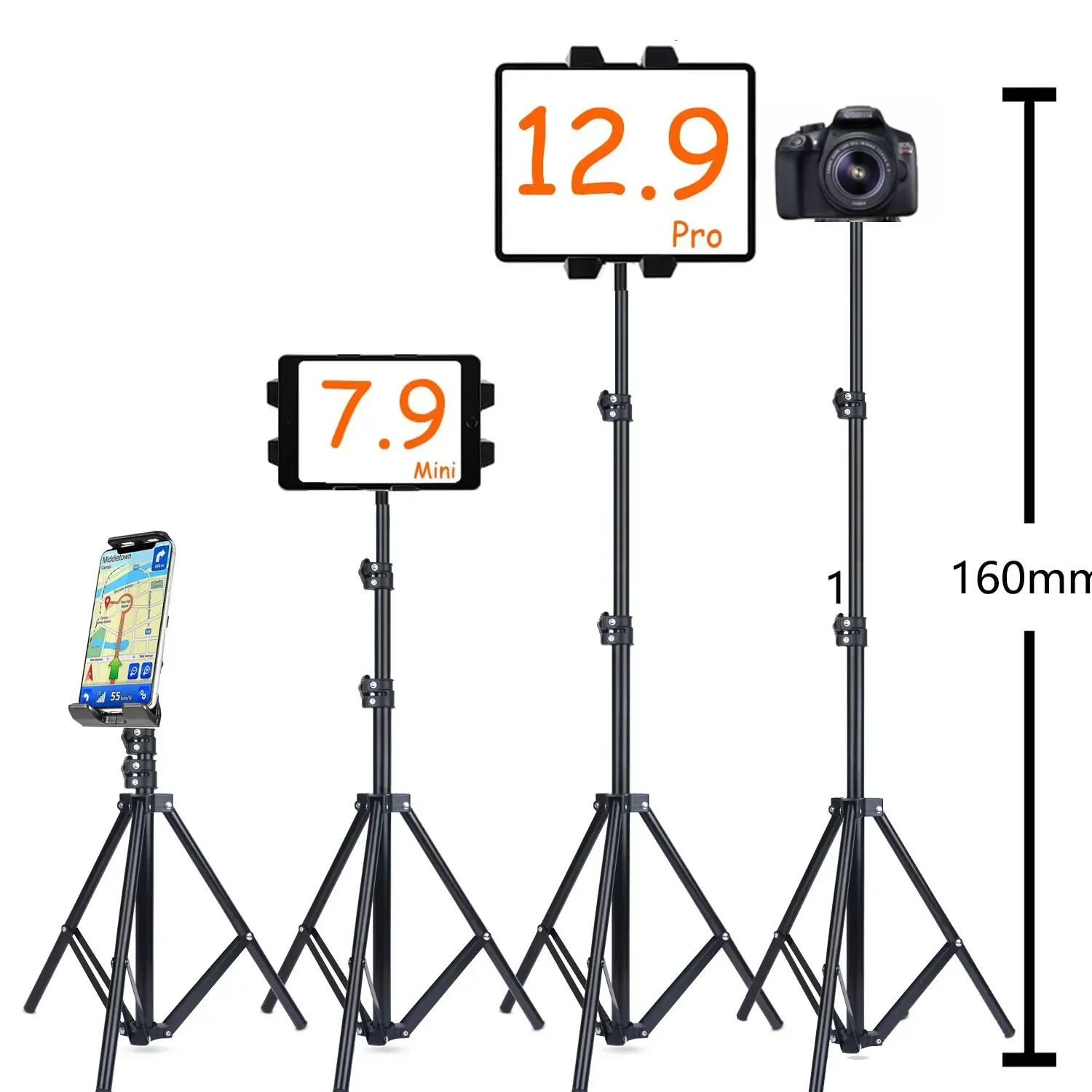 Suporte para Tablet em Altura Ajustável Tripé para Ipad Samsung Iphone 11 12 Pro 12.9 9.7 10.1 Samsung