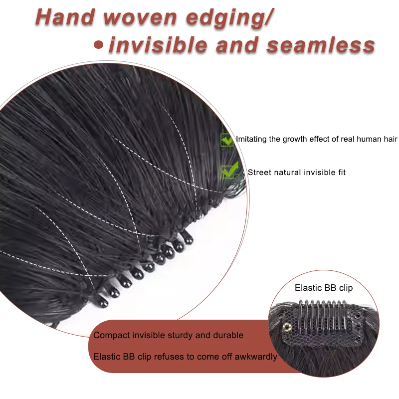Clip Style Bangs 100% Real Hair Extensions Fake Bangs Women's Bangs Clip Style Hair With Sideburns Wig Fake Bangs Daily Wear