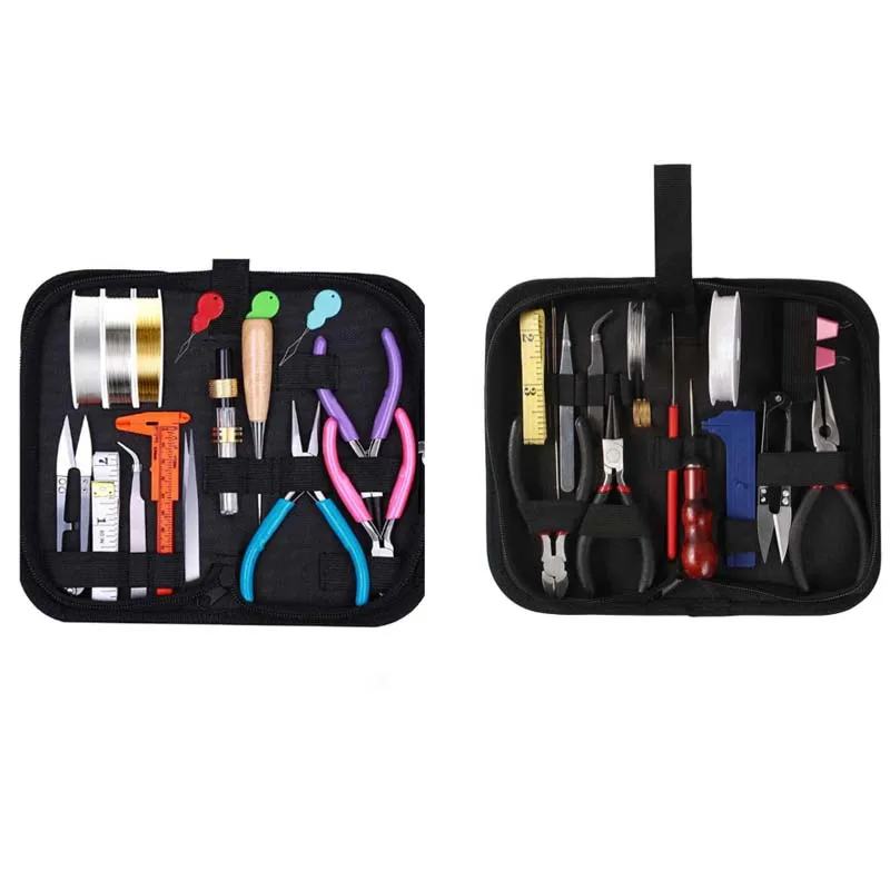 Jewelry Tool Kit DIY Tools Set with Plies Scissor Beading Needles Pins Tape Measure For Jewelry Making Supplies Tool & Equipment