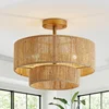 Vintage Hemp Rope Pendant Light Handmade Rattan Chandelier for Living Room Bedroom Restaurant Hemp Rope Round Pendant lamp 1