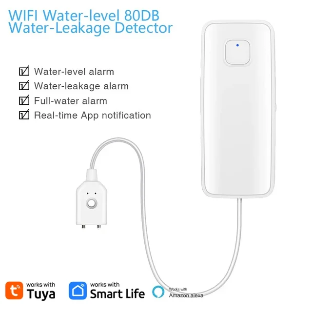 Tuya WiFi smart water leakage sensor leak level 80db sound alarm detector security overflow protection Tuya Smart Life app 4