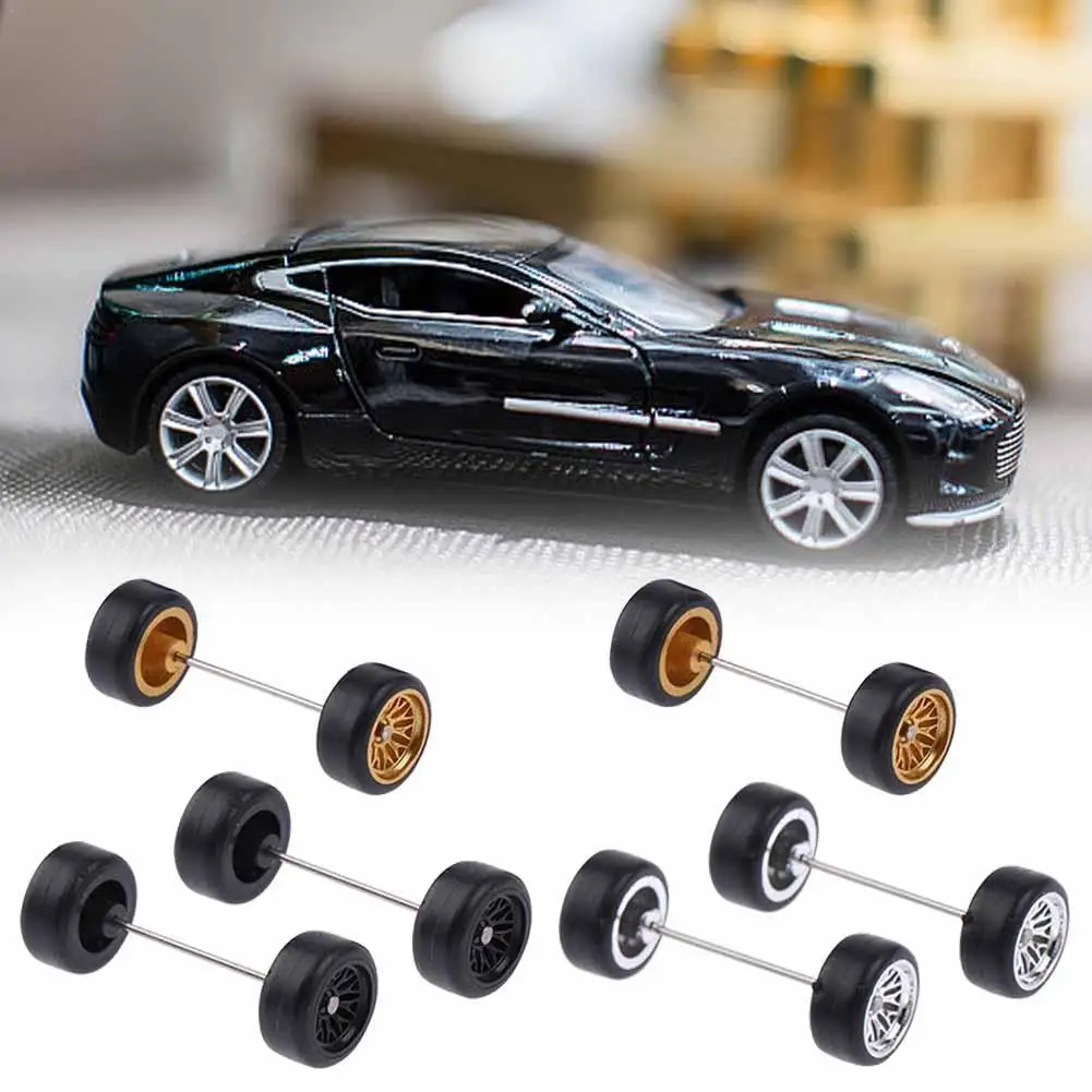 

Model Car 1/64 Wheels With Rubber Tyres 1Set Basic Modified Parts Racing Vehicle Toys Cars For Hotwheels Boys Birthday Gifts