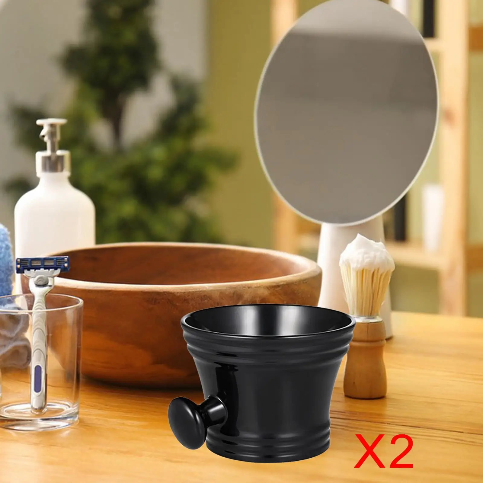 

2 Pieces Shaving Soap Bowl with Handle Easy to Lather Heat Insulation Fits Wet Shaving Shaving Cream Bowl Shave Soap Cup for Men