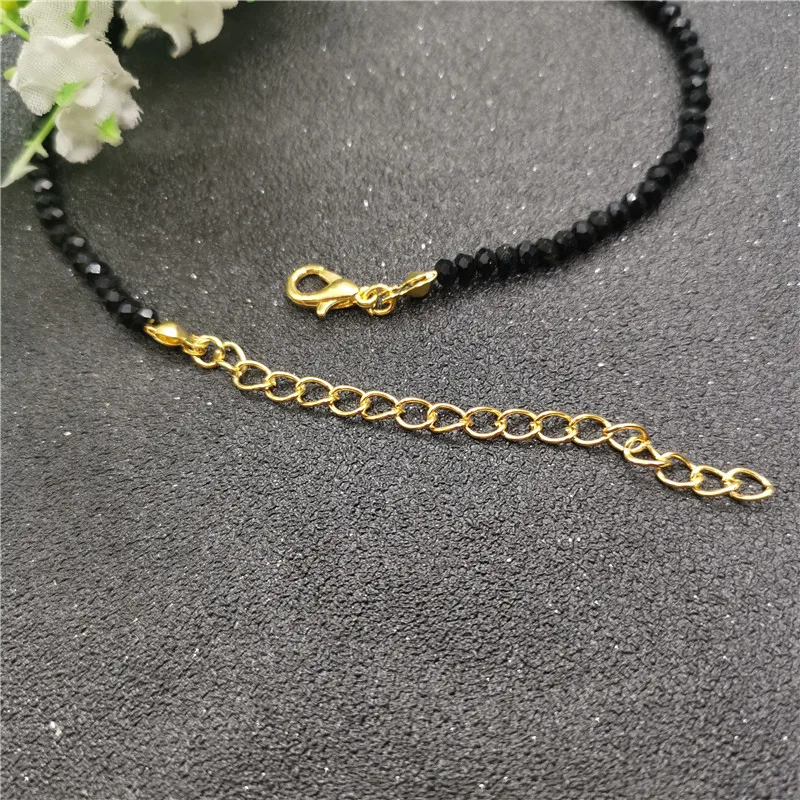 3mm Black Glass Beads Charm Bracelet For Women Bohemian Gold Silver Color Link Chain Bracelet Jewelry JCYMONG bracelet jewelry