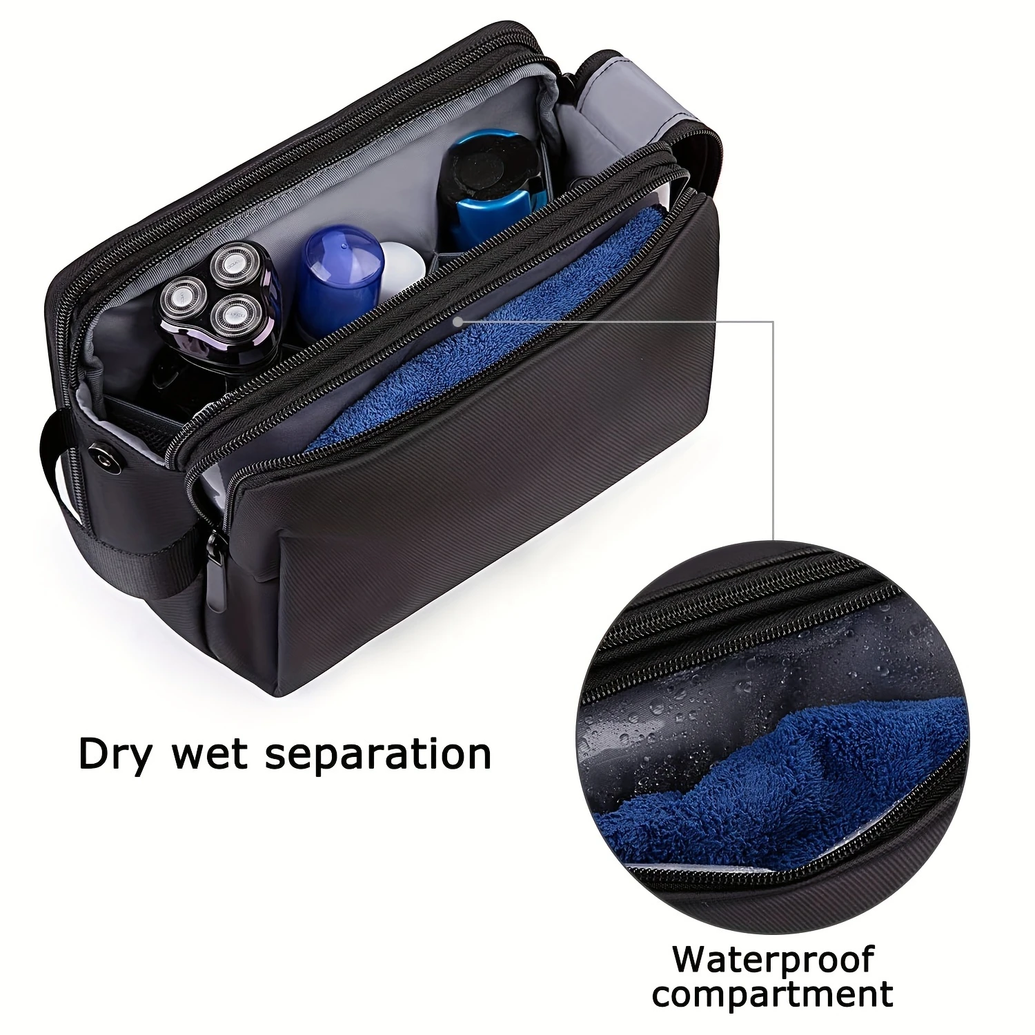 Men's Travel Toiletry Bag, Water-resistant Shaving Organizer for Toiletries