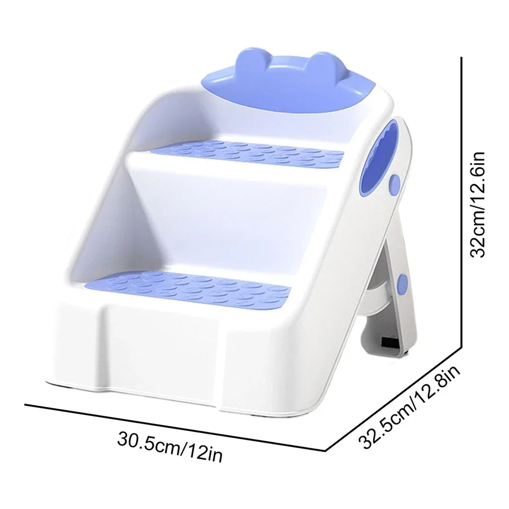 2 Step Stool for Kids Anti-Slip Toddler Step Stool Foldable Double Step Stool for Potty Training Bathroom and Kitchen