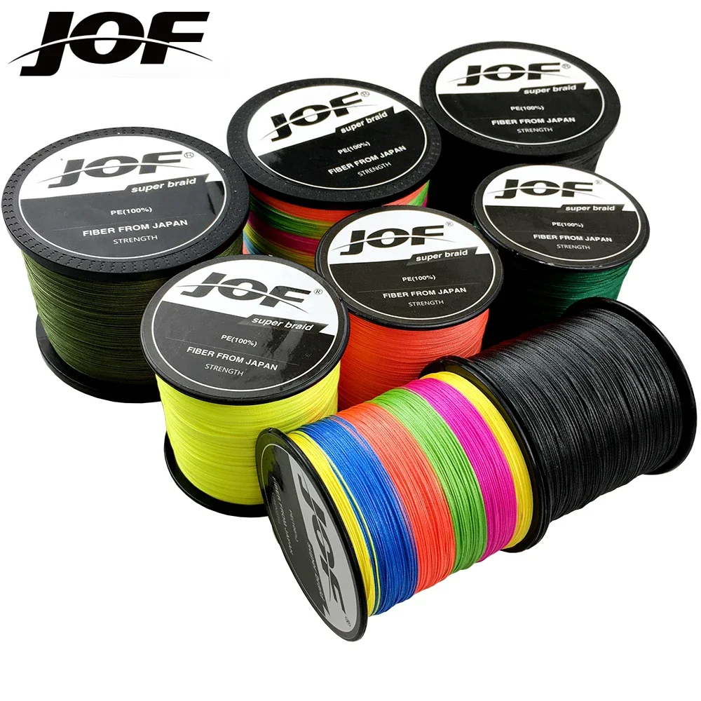 JOF 1000M 500M 300M 100M linea di pesca intrecciata PE 4 fili 10-1200LB linea di pesca multifilamento per filo da pesca alla carpa