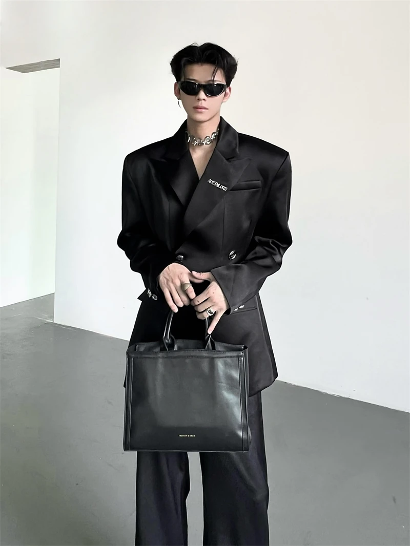 2024 Men's Solid Color Suit Loose Oversized Korean Style Slim Fit Single Button Formal Business Coat Suit Designer Clothing 2