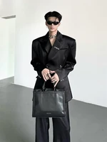 2024 Men's Solid Color Suit Loose Oversized Korean Style Slim Fit Single Button Formal Business Coat Suit Designer Clothing 2