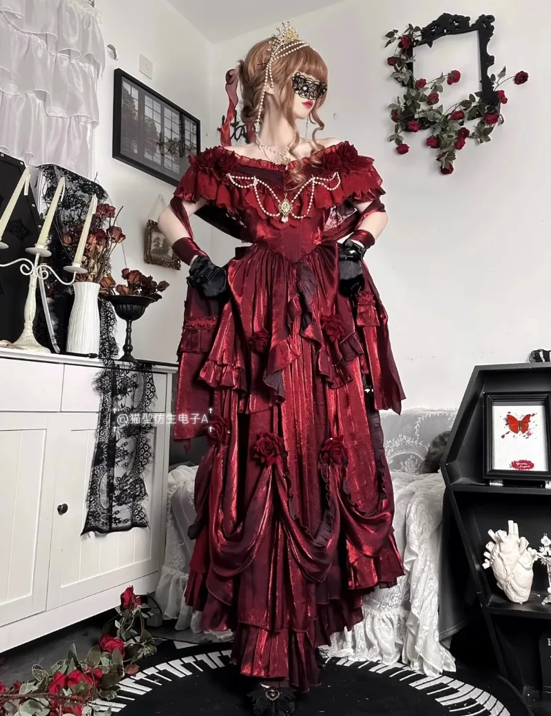 green emerald velvet dress Handmade Tulle Embellished Red Prom Evening Dress Customize Size I Retro Fairy main image 0