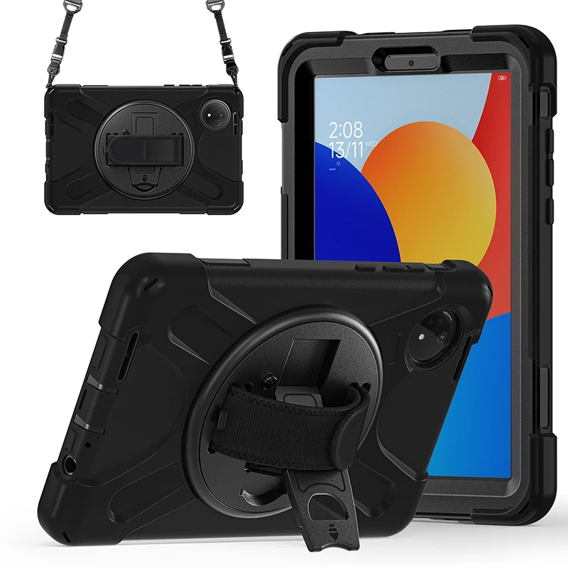 Durable 360° Rotating Tablet Case with Kickstand & Shoulder Strap