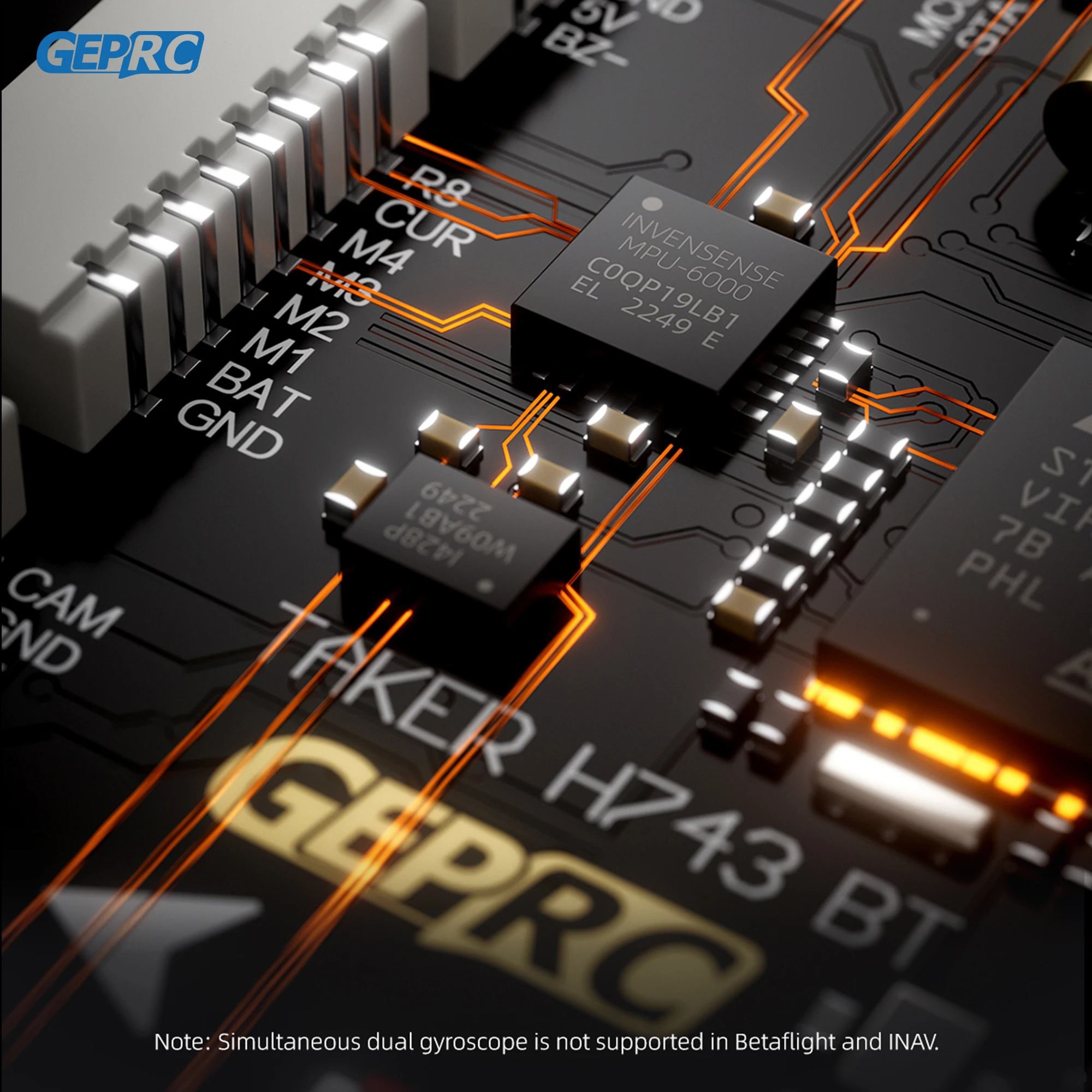 Câblage et soudures du Stack TAKER H743 32Bit 65A pour drone FPV, détail des pads de soudure