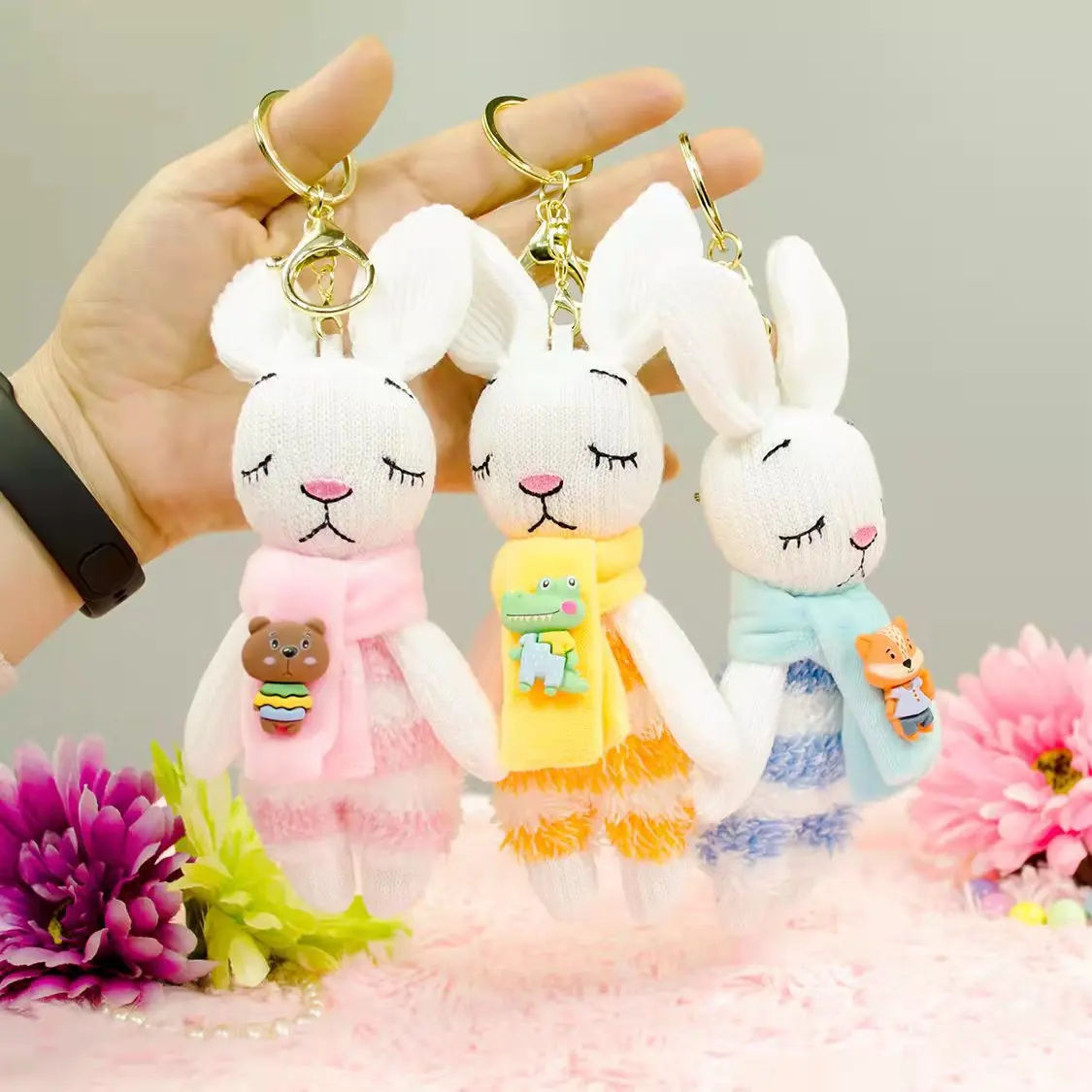 Stuffed Baby Rabbit Keychains  Pink Stuffed Rabbit Keychain - Rabbit Plush  Doll Key - Aliexpress