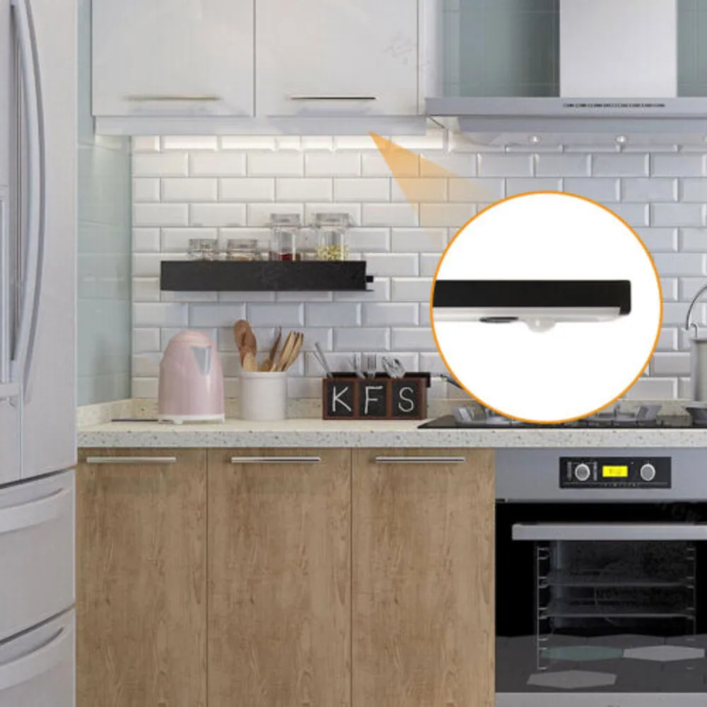 

5V Dimmable LED Motion Detection Sensor Lamp Cabinet Closet Light Modern Fixture Strip USB Power Rechargeable Indoor Kitchen Use