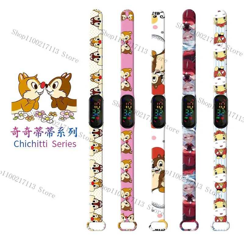 Disney Chichitti Children's Watches Anime figure Chip Dale Print LED Electronic Waterproof Sports Bracelet kids Watches gifts 2