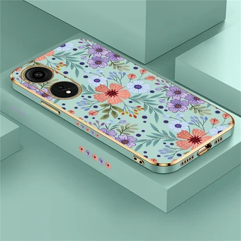 Luxury Plating Phone Case For OPPO A98 A58 A38 A78 A76 A36 A83 A91 A92 A93 A94 A37 A39 A59 Shockproof Flowers Pattern Back Cover