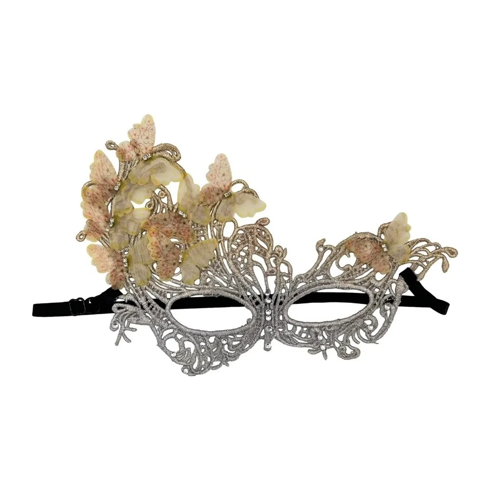 Leichte Spitzen-Halbgesichtsmaske mit Strass, atmungsaktive Schmetterlings-Maskerade-Maske, Farbverlauf-Partymaske für Themenparty, Abschlussball, Cosplay – Detail 12