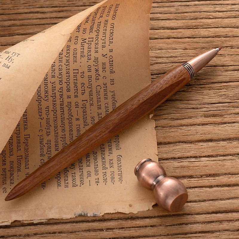 High Quality Retro Sandalwood Wood Gel Pen Natural Solid Wood Gourd Accessory Grasp Practice Writing Pen Students Supplies Gifts a5 notebook pu embossed european retro notebook 100 sheets book writing diaries meeting learning supplies yj 021