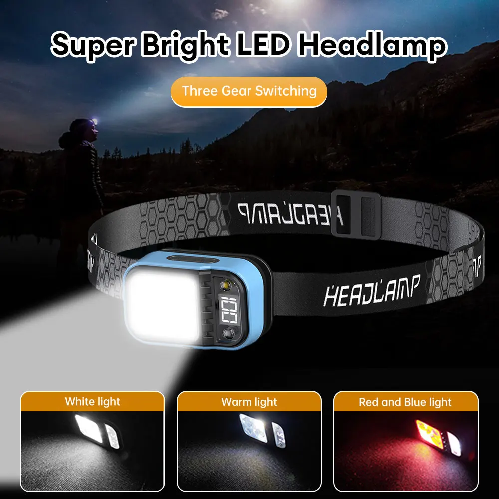 

Outdoor Induction Headlamp XPG+COB Ultra Bright LED Headlight Lightweight USB Rechargeable Waterproof Headlight for Fishing