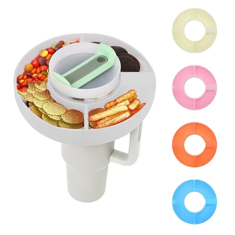 1 Pcs Snack Bowl for Stanley Cup Tumbler Snack Tray 40oz Tumbler with Handle Reusable Snack Plates Container Cup Accessories 5