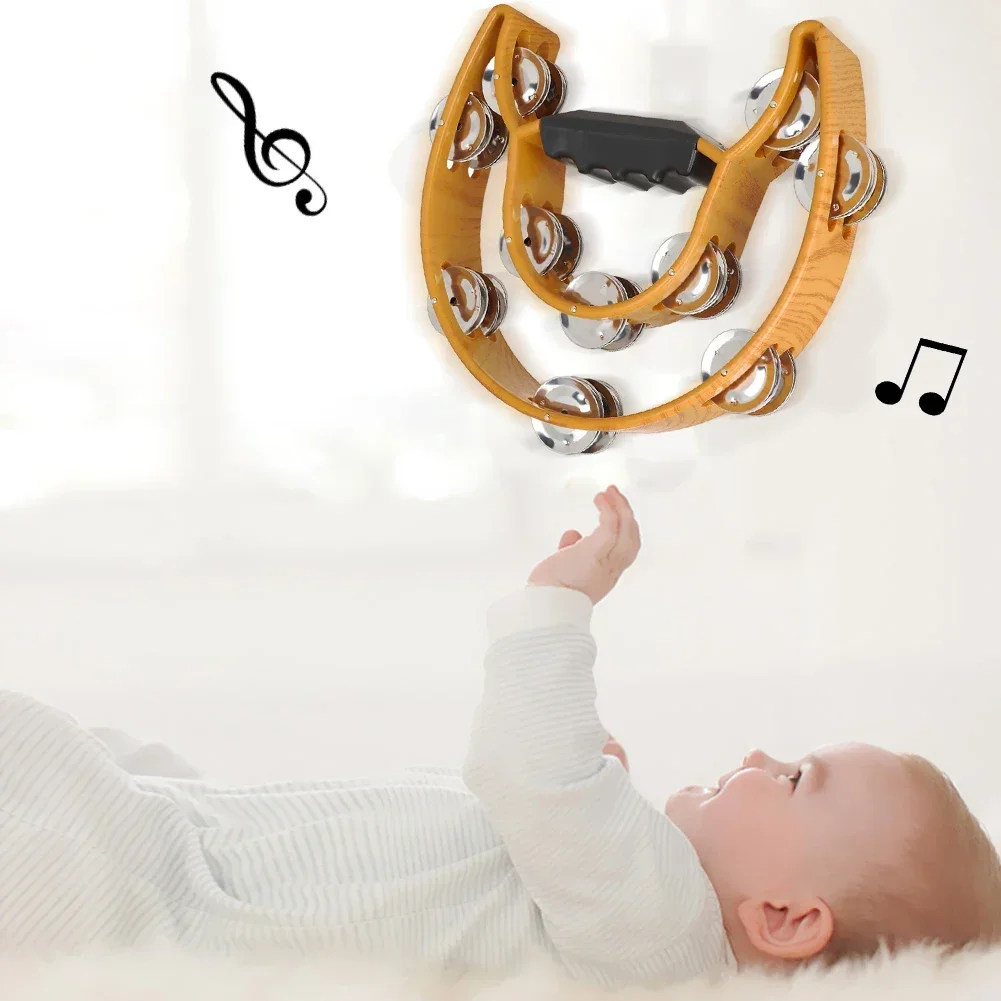 Wooden half-moon drum, creative percussion tambourine, ABS instrument 1PCS