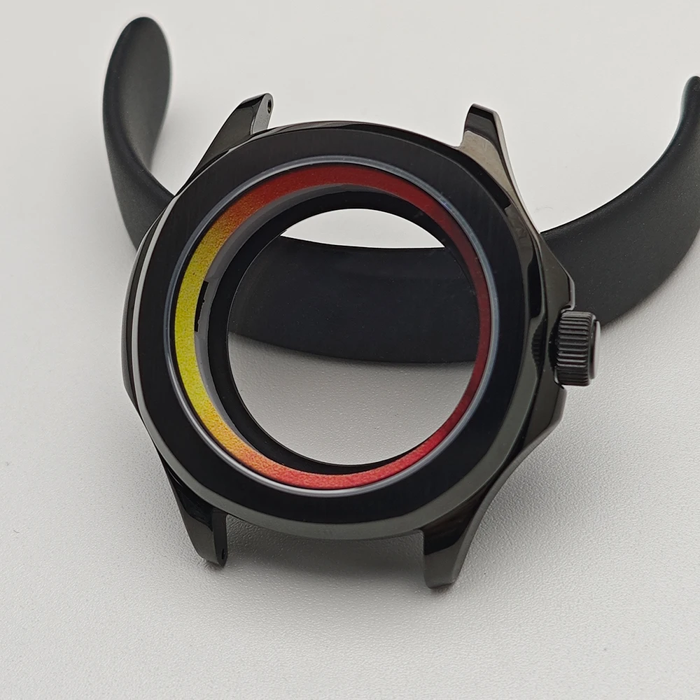 Black Steel Watch Case with Chapter Ring and Sapphire Glass, 39.5mm