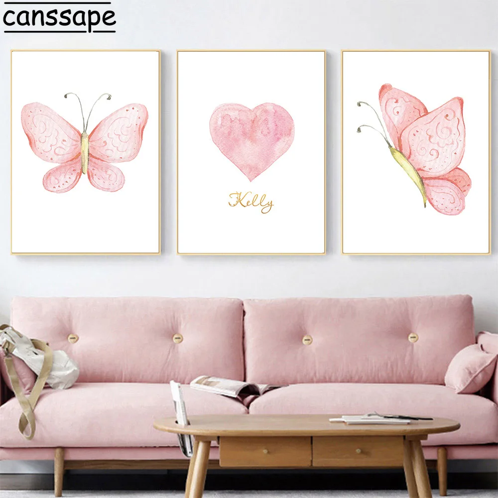 Butterfly nursery wall art print or canvas wrap Hello Little One Color