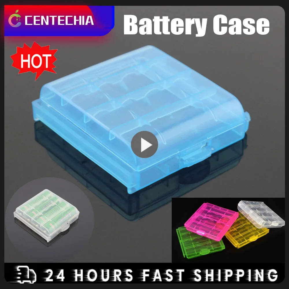 Colorful Plastic Battery Holder Case 4 AA AAA Hard Plastic Storage Box For AA AAA Battery Multicolor Organizer Container 5 Color