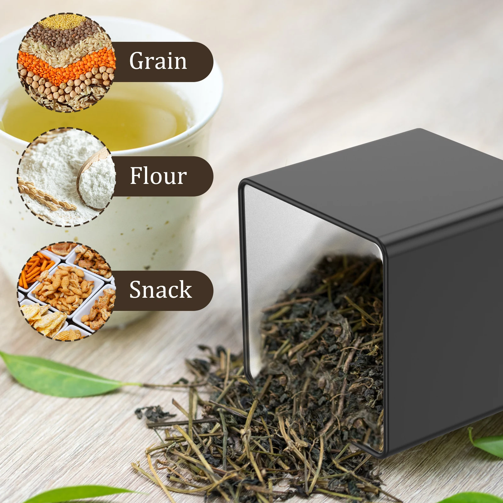 3Pcs Set 500ml Tea Sugar Coffee Canister Sealed Tea Sugar Coffee Jar with Bamboo Lids Large Capacity Coffee Canister for Kitchen 3