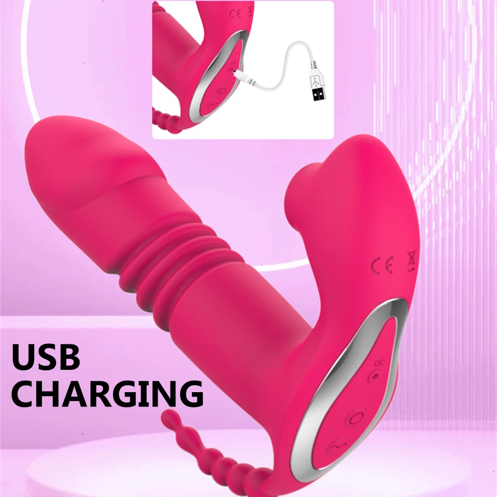 Silicone Sucking Vibrator Telescopic Oral Clitoris Stimulator_voghion.com