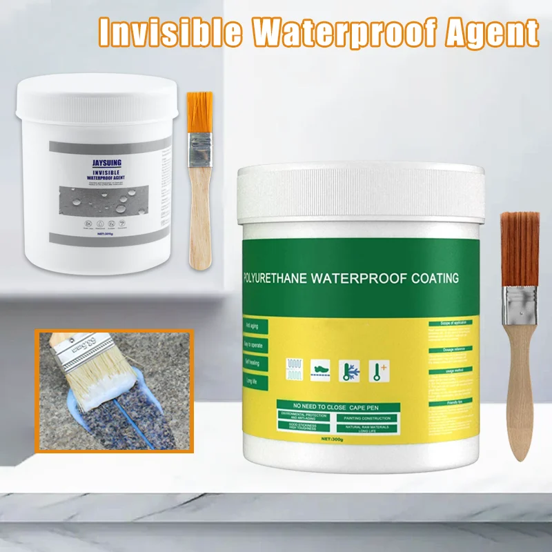 

300/500g Invisible Waterproof Agent Transparent Coating Sealant Toilet Sink Anti-Leak Glue with Brush Strong Bonding Repair Tool