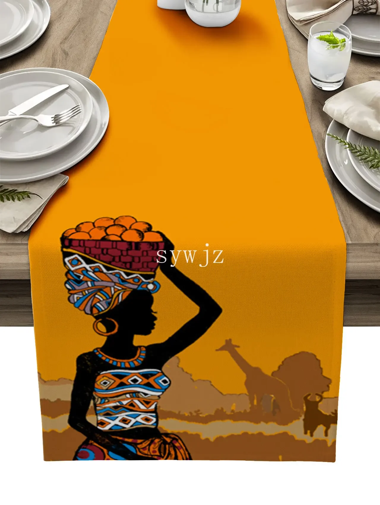

Скатерть для стола с узором в виде дерева для африканской женщины, Свадебный декор для вечеринки, коврик для стола, скатерть для украшения дома, праздничный подарок
